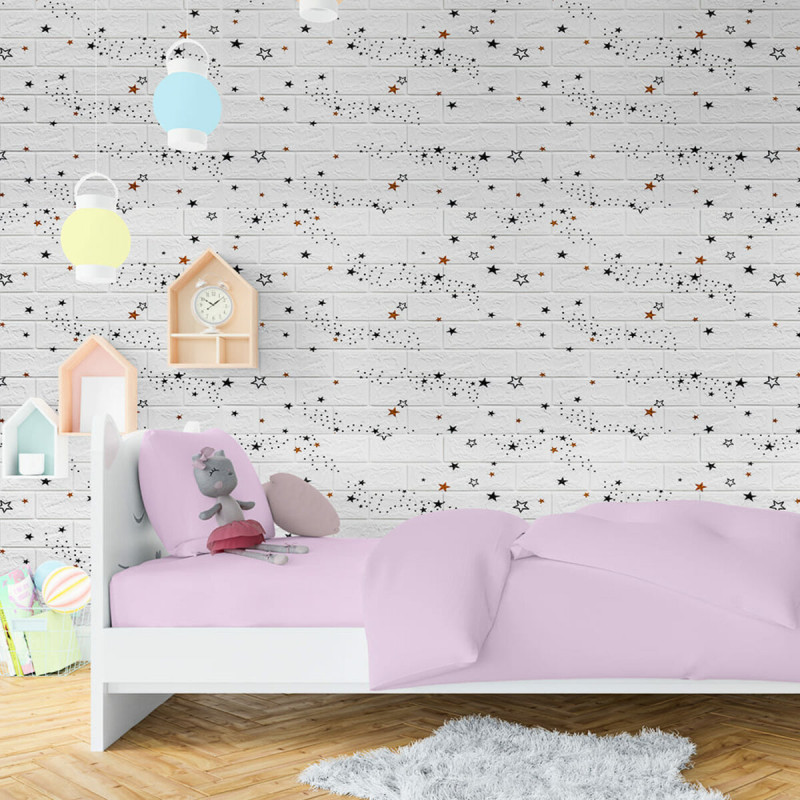 Декоративна 3D панель самоклейка під білу цеглу Зірки 700х770х5мм (021) SW-00000086