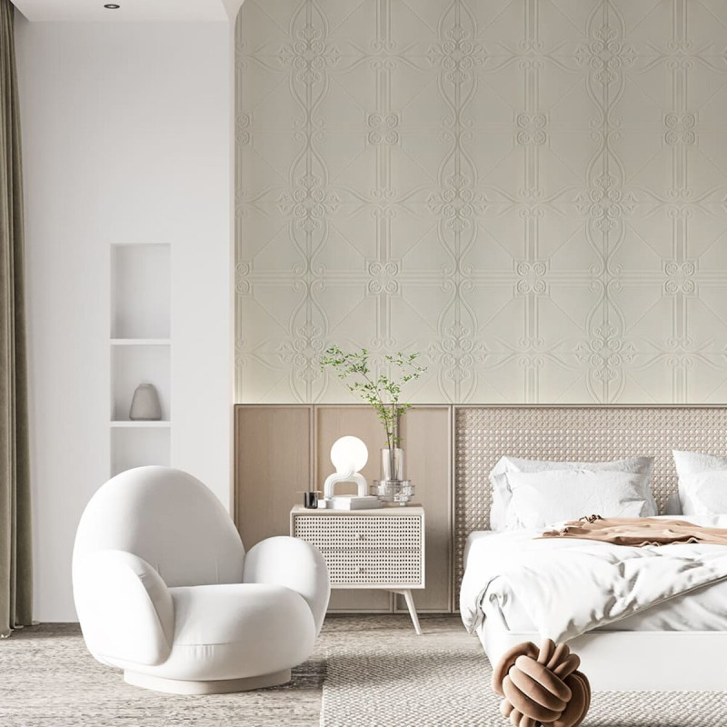 Самоклеюча декоративна настінно-стельова 3D панель орнамент 700x700x5.5мм (165) SW-00000185