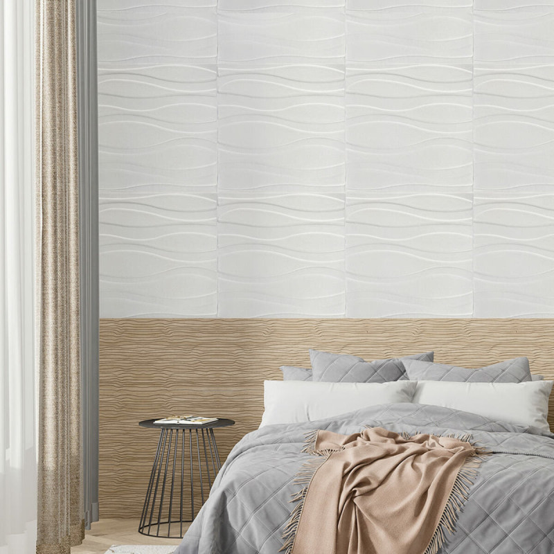 Самоклеюча декоративна настінно-стельова 3D панель великі хвилі 700х700х7мм (167) SW-00000243