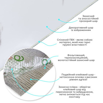 Самоклеюча вінілова плитка в рулоні білий мармур з прожилками 3000х600х2мм Глянсова SW-00001285