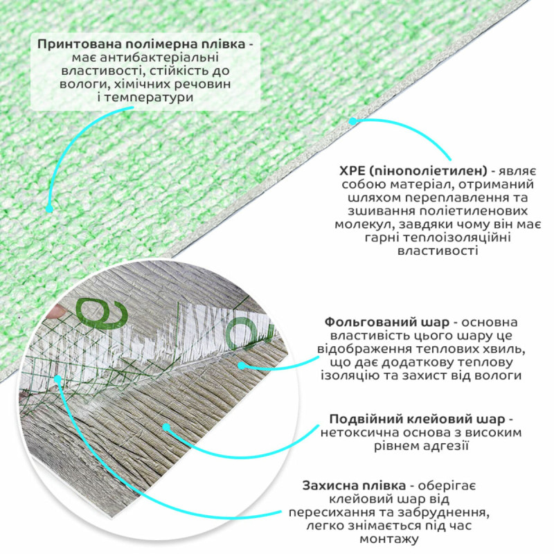 Самоклеючі шпалери світло-зелені білі 2800*500*2,5мм MC-32 (YM-08) SW-00001159