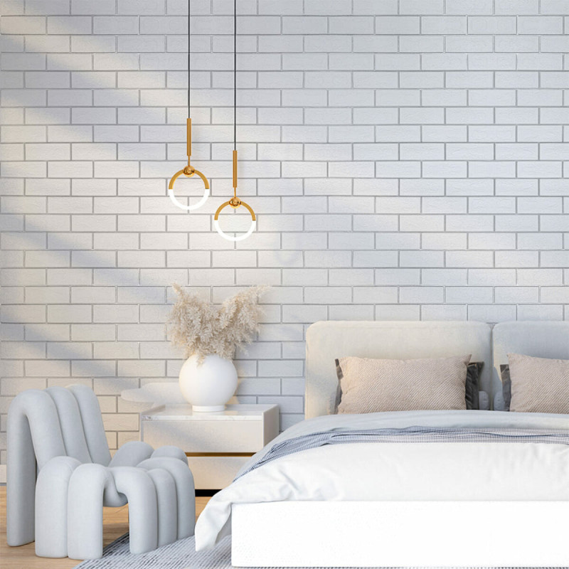 Панель стінова 70*70cm*5mm біла цегла зі сріблом (D) SW-00001502