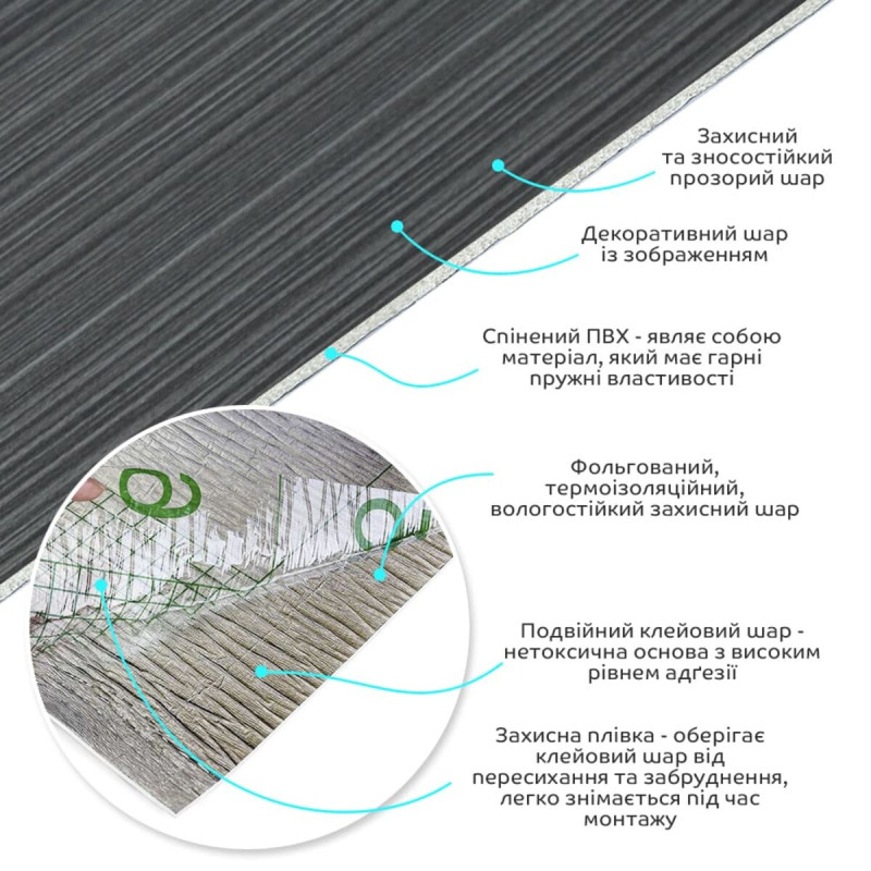 Самоклеюча вініловая плитка в рулоні 0,6*3m*2мм Мат SW-00002031