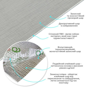 Самоклеюча вініловая плитка в рулоні світло-сіре полотно 0,6*3m*2мм Мат SW-00002033