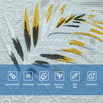 Панель стінова 3D 700х700х4мм папороть на сірому фоні (D) SW-00001982