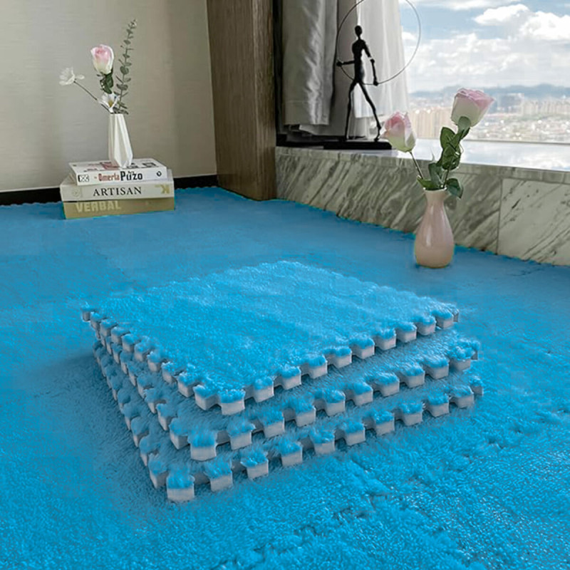 Підлога-пазл плюшевий БЛАКИТНИЙ 30*30*1cm (D) SW-00002090