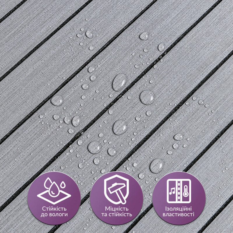 Покриття вінілове самоклеюче 3D рейки тік сивий 600*600*2,8мм (D) SW-00002206